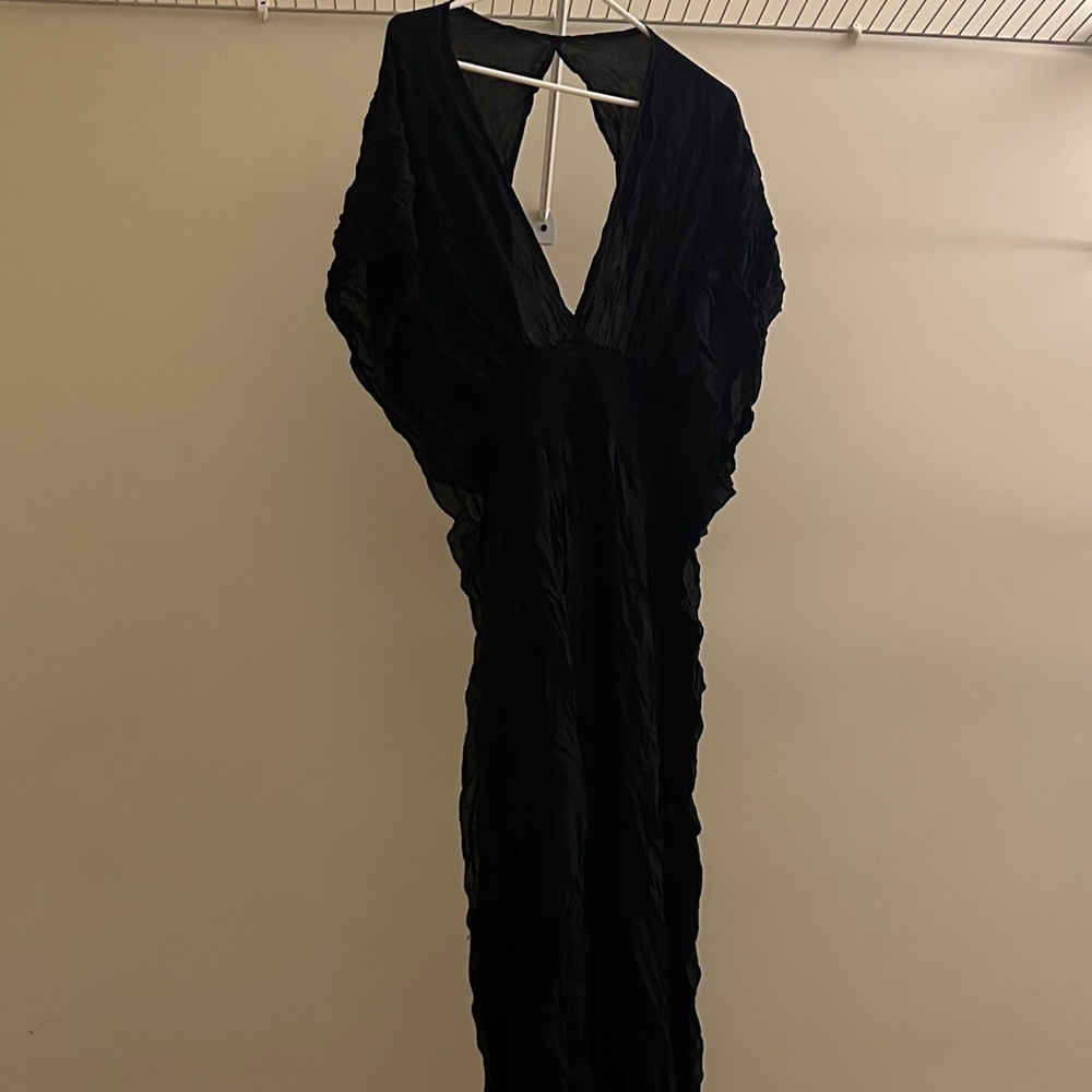 Elegant Black Evening Beach Cover-Up Dress